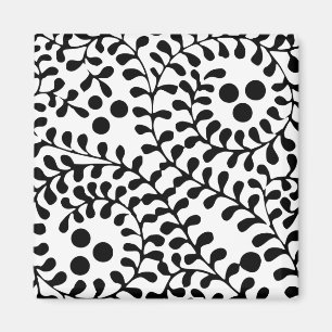 Hübscher blumiger Schwarz-Weiß-Druck Magnet