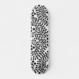Hübscher blumiger Schwarz-Weiß-Druck Skateboard