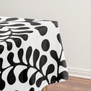 Hübscher blumiger Schwarz-Weiß-Druck Tischdecke