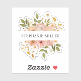 Hübscher böhmischer Blumenbezug oder Vorname Aufkleber