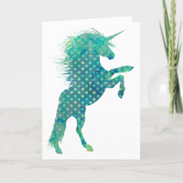 Hübscher Boho Einicorn in Blautönen, Muttertag Karte