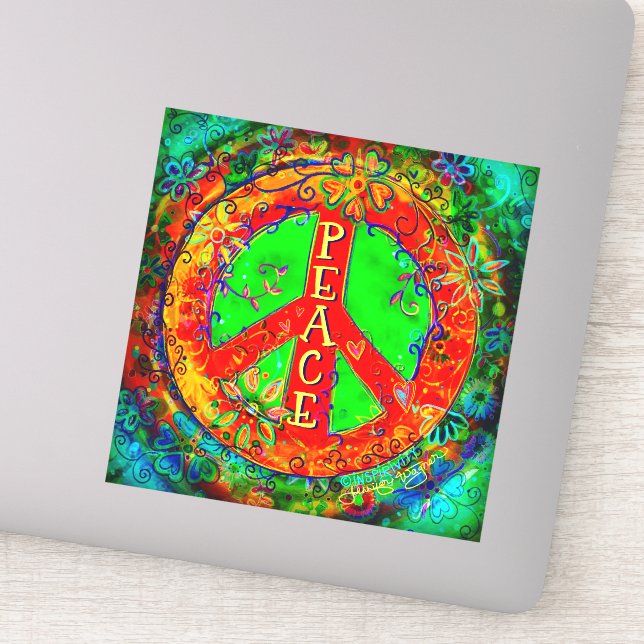 Hübscher Boho Floral Peace Inspiritivity Aufkleber (Detail)