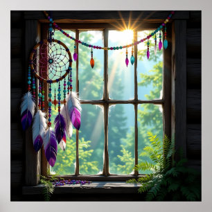 Hübscher Boho-L Traumfänger im Fenster   Poster