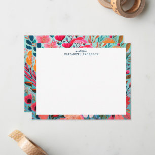 Hübscher botanischer girly floral Rahmen  Mitteilungskarte