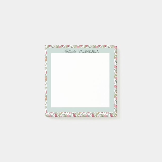 Hübscher botanischer Grüner Tulip Post-it Klebezettel (Vorderseite)