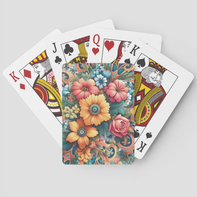 Hübscher Bouquet von Blume Spielkarten (Rückseite)