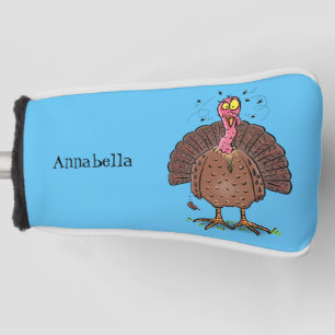 Hübscher, brauner Zuchttruthahn mit Fliegen Cartoo Golf Headcover