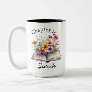 Hübscher Bücherwurm-Kaffeebecher  Zweifarbige Tasse