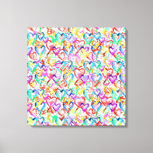 Hübscher bunter abstrakter Herzen Leinwanddruck