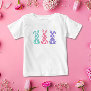 Hübscher Bunter Blumenhase   Floraler Osterhase Baby T-shirt