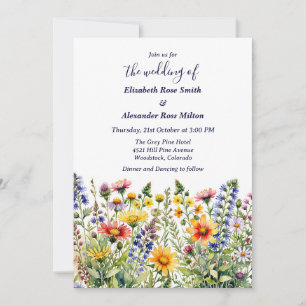 Hübscher bunter Garten von Wildblumen Hochzeit Einladung