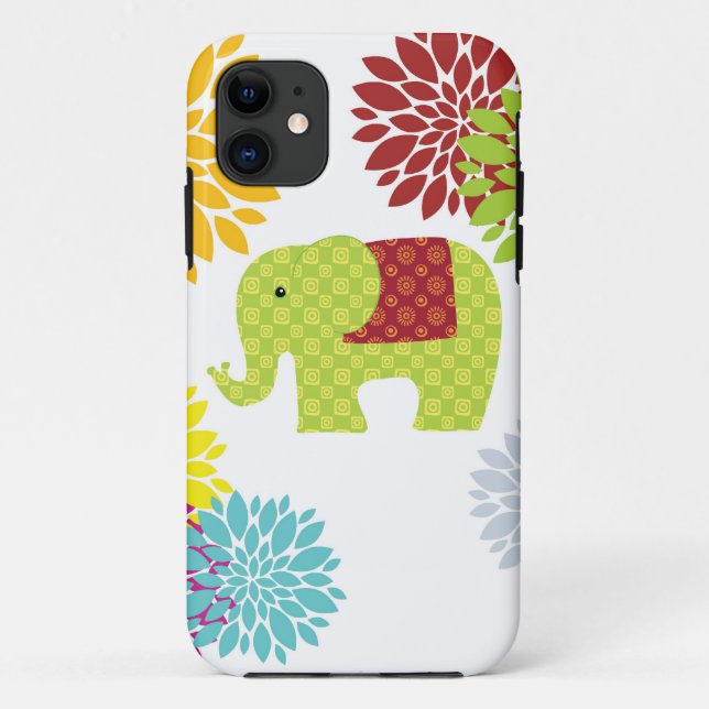 Hübscher bunter Hippie-Elefant-Blumen-Power Case-Mate iPhone Hülle (Rückseite)