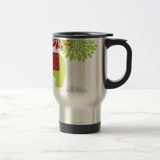 Hübscher bunter Hippie-Elefant-Blumen-Power Reisebecher (Rechts)