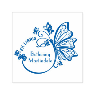 Hübscher Butterfly-Frame-Bibliotheksname Permastempel