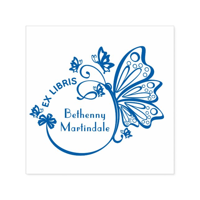 Hübscher Butterfly-Frame-Bibliotheksname Permastempel (Design)