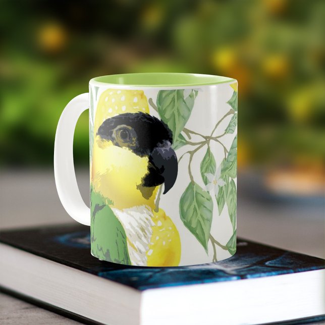 Hübscher Caique Parrot & Fresh Spring Lemon Pet Bi Zweifarbige Tasse (Von Creator hochgeladen)