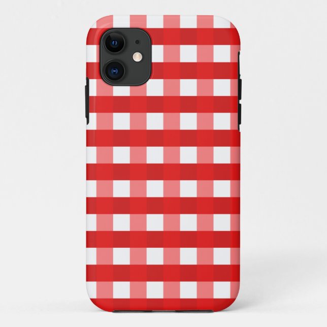 Hübscher Chic-roter Gingham überprüftes Case-Mate iPhone Hülle (Rückseite)