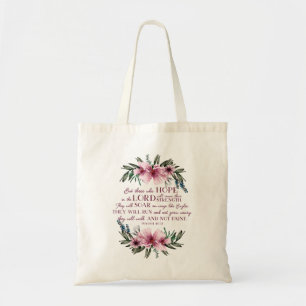 Hübscher christlicher Bibelvers Blush Pink Floral Tragetasche