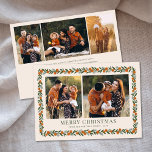 Hübscher Citrus Rahmen Horizontal 5 Foto Weihnacht Feiertagskarte<br><div class="desc">Mit dieser eleganten Weihnachtskarte senden Sie Ihren Freunden und Ihrer Familie stilvolle und schöne Urlaubssegmente. Es verfügt über einen handbemalten Zitrusrahmen,  der Orangen,  Blätter und Kiefernspieße enthält. Die Rückseite enthält drei weitere Bildvorlagen und Vorlagen für weitere Personalisierungen. Die Hintergrundfarbe,  in weiß dargestellt,  kann auf Wunsch angepasst werden.</div>