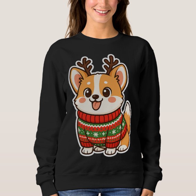 Hübscher Corgi-Hund hässlicher Weihnachtspullover  Sweatshirt (Vorderseite)