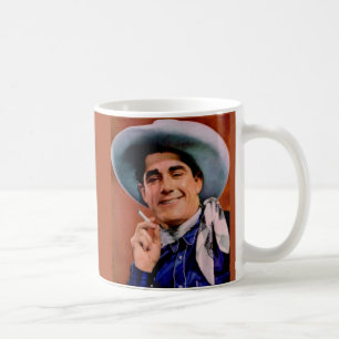 hübscher Cowboy mit Zigarette Kaffeetasse