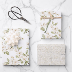 Hübscher cremefarbener blühender Baum Hochzeit Geschenkpapier Set