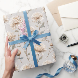 Hübscher cremefarbener Stein Blumen Geburtstag Geschenkpapier