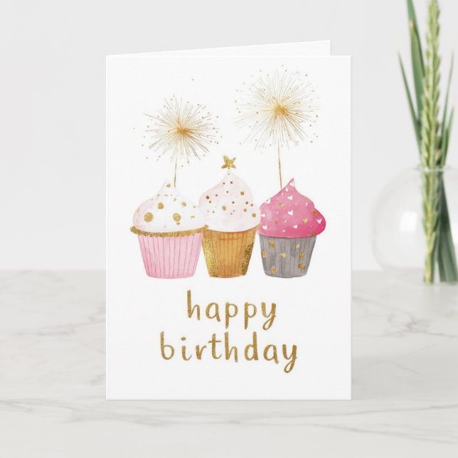 Hübscher Cupcake-Geburtstag Karte (Vorderseite)