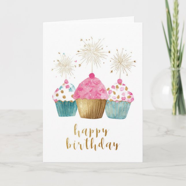 Hübscher Cupcake-Geburtstag Karte (Vorderseite)