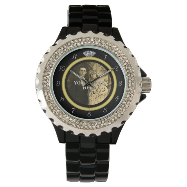 Hübscher Diamant-Hochzeitsring mit Foto auf schwar Armbanduhr (Vorderseite)