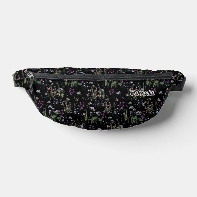 Hübscher Ditsy FLoral Pattern Schwarzer Violettnam Bauchtasche (Ablage )