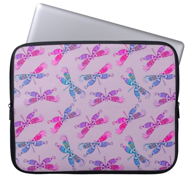 Hübscher Dragonfly Lila Blue Two Tone Muster Laptopschutzhülle (Vorderseite)