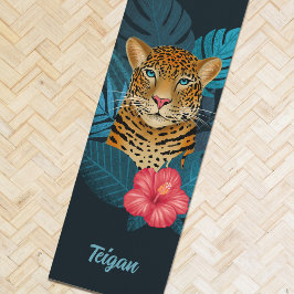 Hübscher Dschungel Leopard | Blau | Name Yogamatte