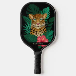 Hübscher Dschungel Leopard Schwarz Name Pickleball Schläger