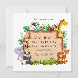 Hübscher Dschungel und wild lebende Tiere l Giraff Einladung