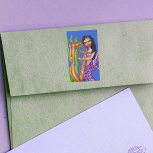 Hübscher dunkler behaarter lila rechteckiger aufkleber