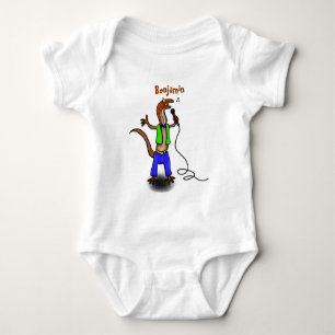 Hübscher Eidechsengesang mit Mikrofon-Cartoon Baby Strampler