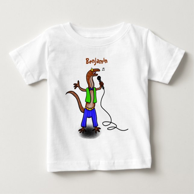 Hübscher Eidechsengesang mit Mikrofon-Cartoon Baby T-shirt (Vorderseite)