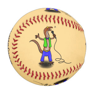 Hübscher Eidechsengesang mit Mikrofon-Cartoon Baseball