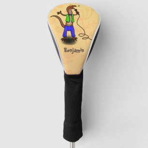 Hübscher Eidechsengesang mit Mikrofon-Cartoon Golf Headcover