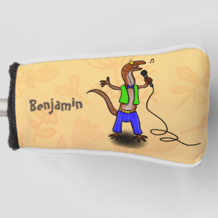 Hübscher Eidechsengesang mit Mikrofon-Cartoon Golf Headcover