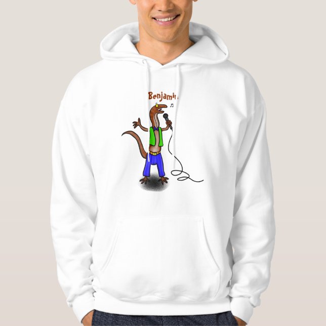 Hübscher Eidechsengesang mit Mikrofon-Cartoon Hoodie (Vorderseite)