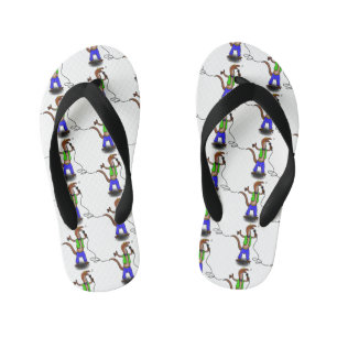 Hübscher Eidechsengesang mit Mikrofon-Cartoon Kinderbadesandalen