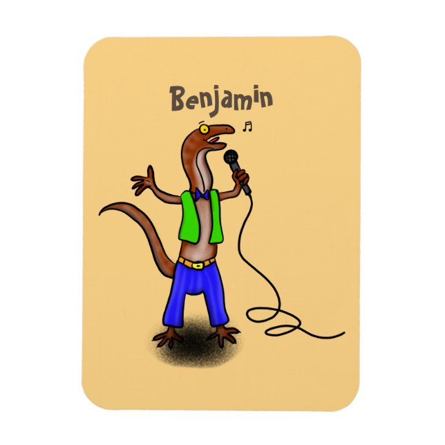 Hübscher Eidechsengesang mit Mikrofon-Cartoon Magnet (Vertikal)