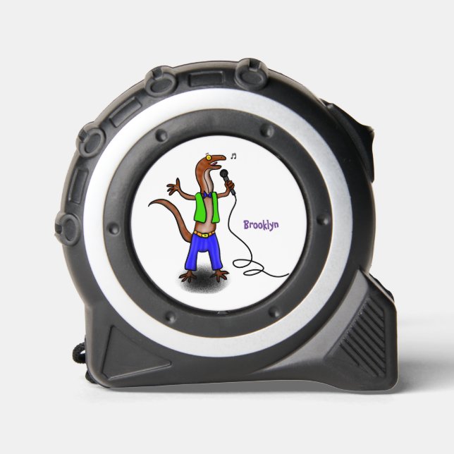 Hübscher Eidechsengesang mit Mikrofon-Cartoon Maßband (Vorderseite)