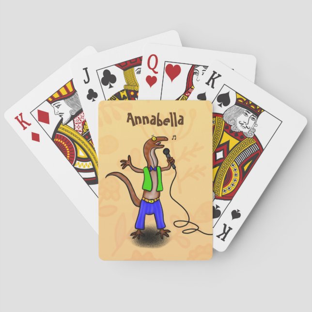 Hübscher Eidechsengesang mit Mikrofon-Cartoon Spielkarten (Rückseite)