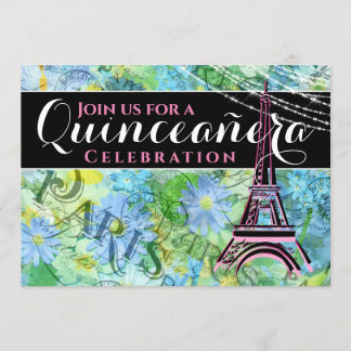 Hübscher eiffeler Turm Paris mit Mass Quinceañera Einladung