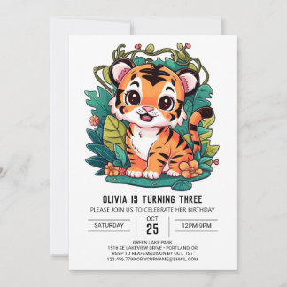 Hübscher einfacher Tiger Digital Geburtstag Einladung