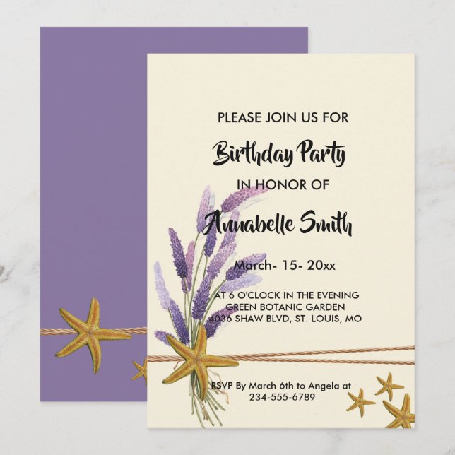 hübscher Einflieger zum Geburtstag Einladung (Vorne/Hinten)