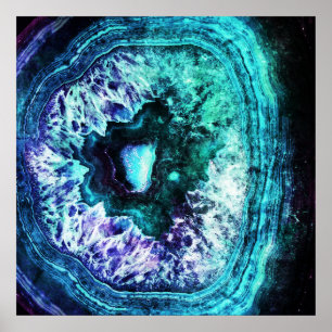 Hübscher eisiger Türkis und lila Geode Kristall Poster